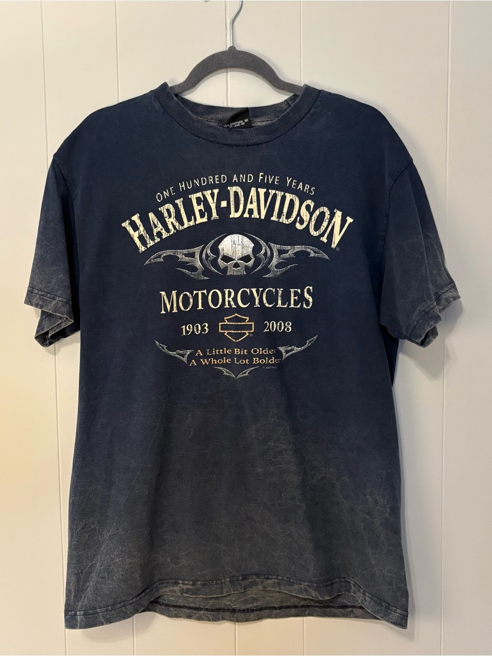 105 Years Commemorative Harley-Davidson Men's Black Faded Graphic Tee